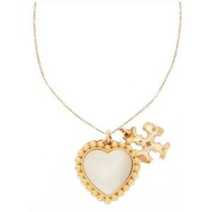 Tory Burch Pearl of Heart & Logo Necklace!